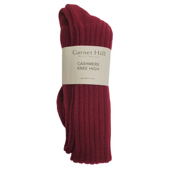 Soft Ribbed 82% Cashmere Knee High Socks Size 9-11 Warm Cozy Garnet Port Wine - Picture 1 of 5